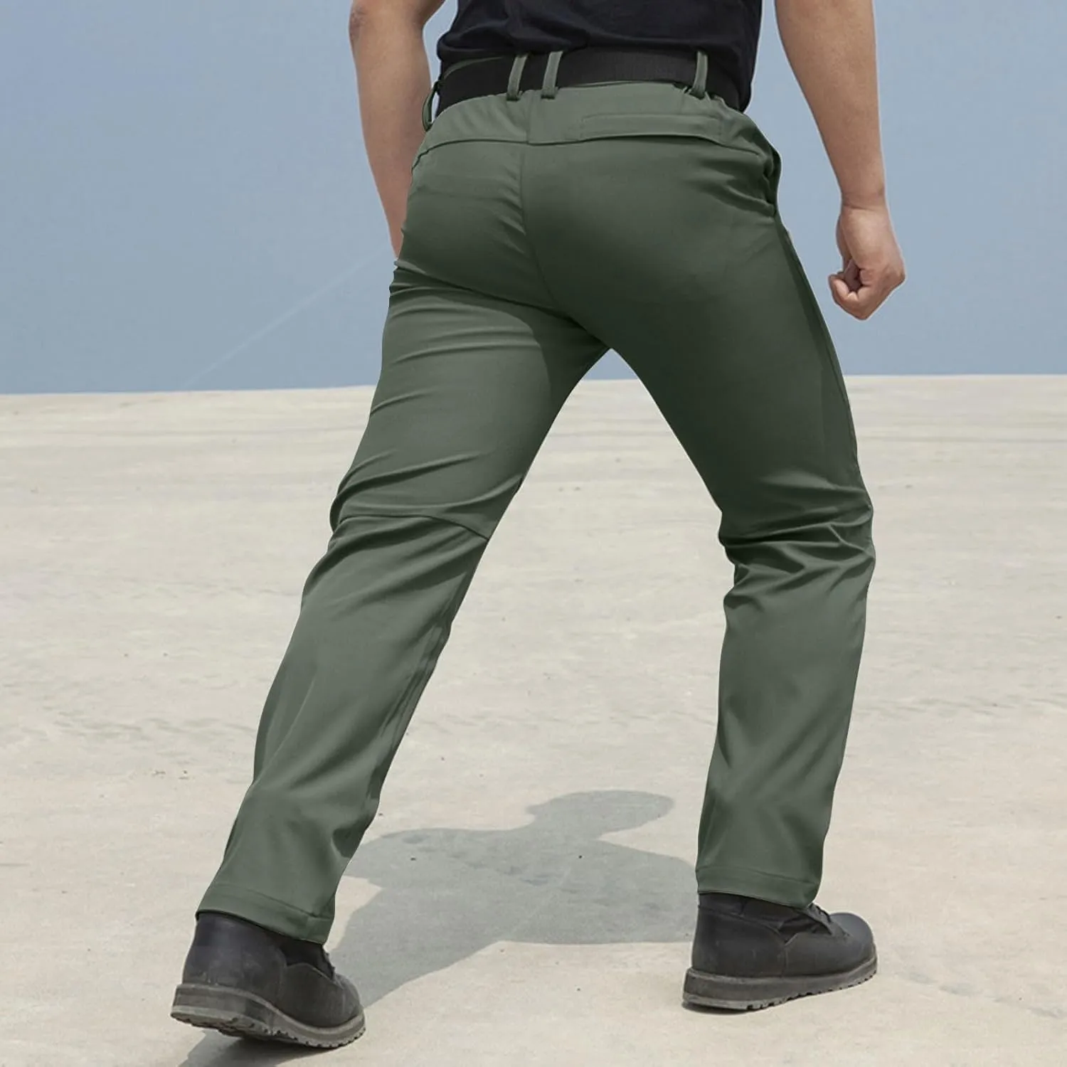 ADHOWBEW Tactical Pants for Men Stretch Construction Elastic Waist Waterproof Workout Big and Tall Trousers