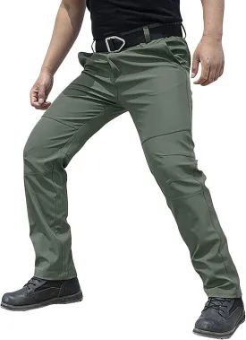 ADHOWBEW Tactical Pants for Men Stretch Construction Elastic Waist Waterproof Workout Big and Tall Trousers