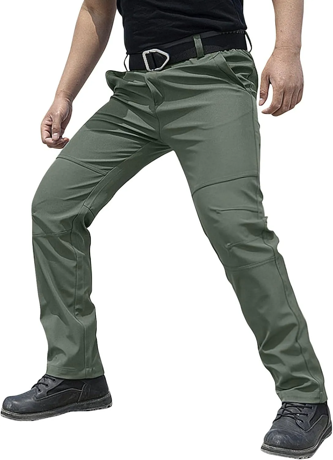ADHOWBEW Tactical Pants for Men Stretch Construction Elastic Waist Waterproof Workout Big and Tall Trousers