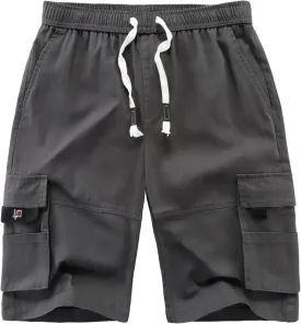 APTRO Men's Cargo Shorts Elastic Waistband Drawstring Summer Casual Cotton Big & Tall Relaxed Fit Work Shorts