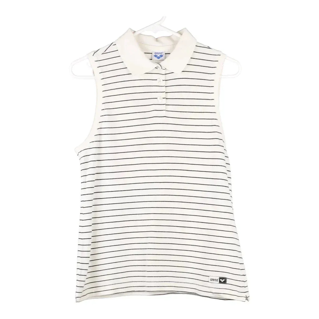Arena Striped Polo Shirt - Large White Cotton