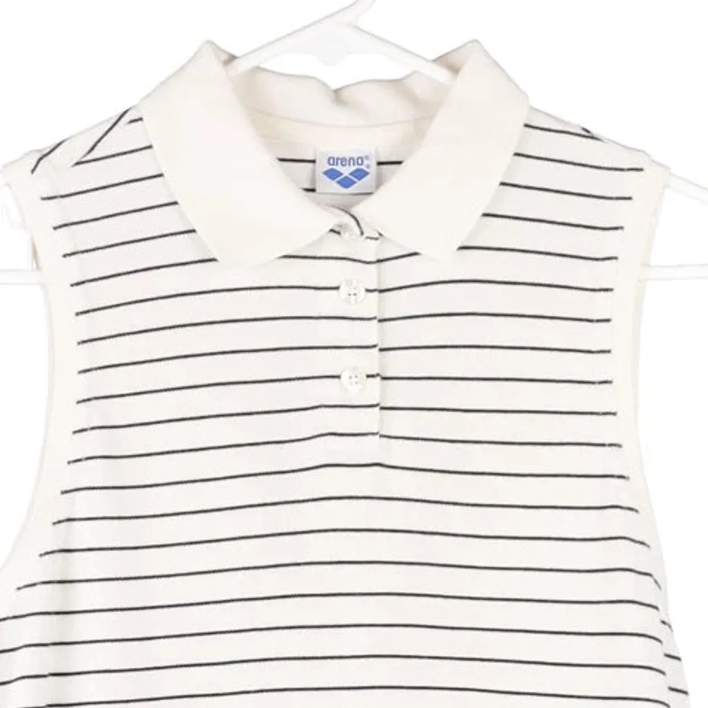 Arena Striped Polo Shirt - Large White Cotton