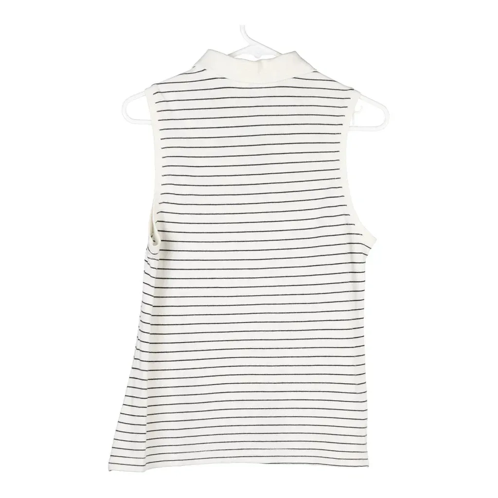 Arena Striped Polo Shirt - Large White Cotton