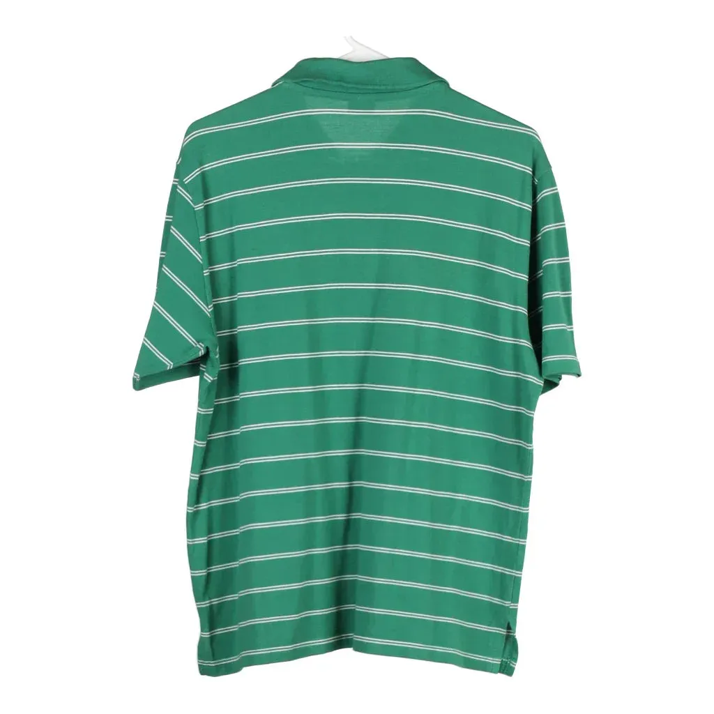 Asics Striped Polo Shirt - Small Green Cotton