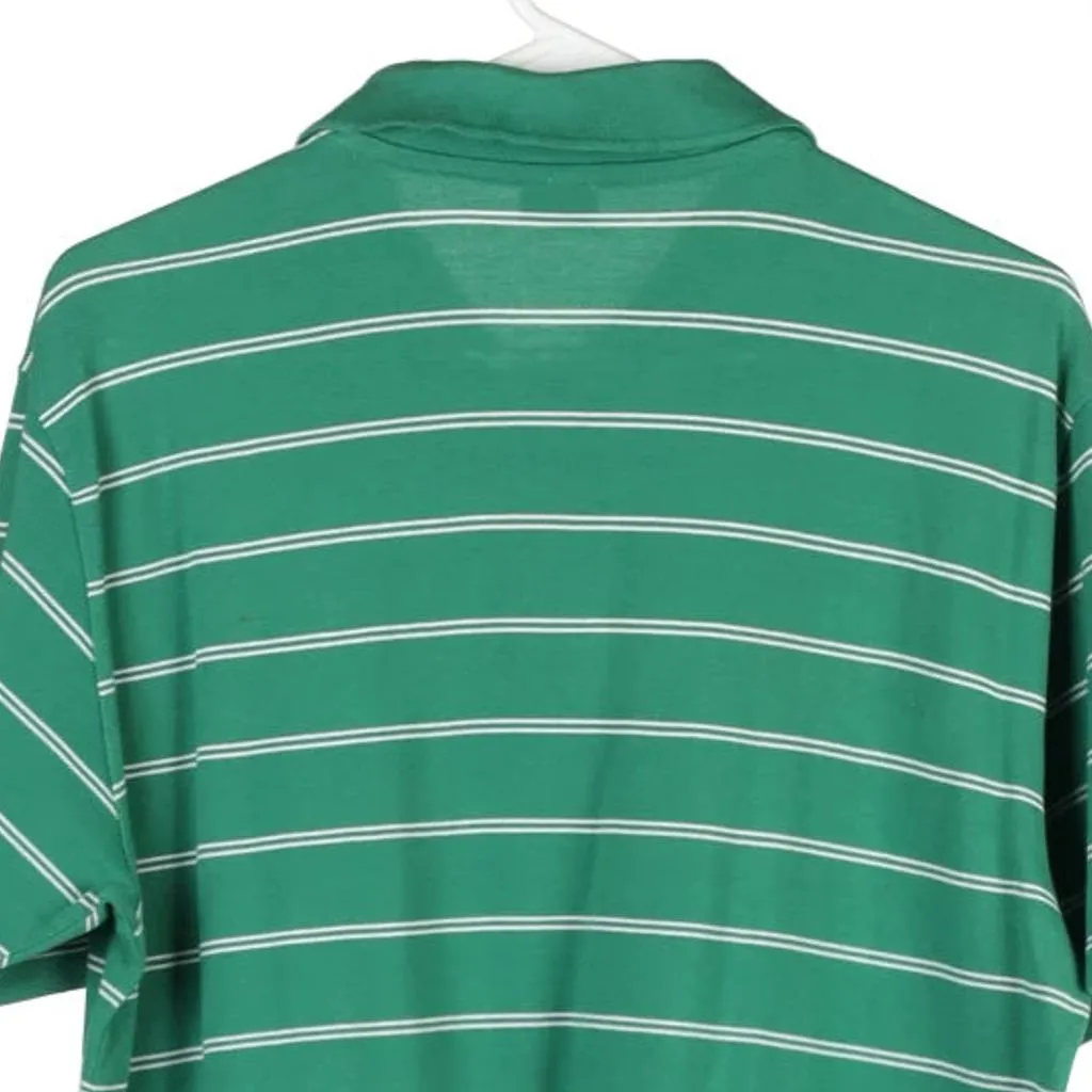 Asics Striped Polo Shirt - Small Green Cotton