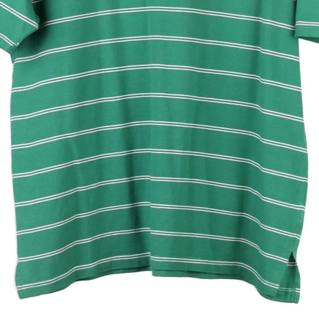 Asics Striped Polo Shirt - Small Green Cotton