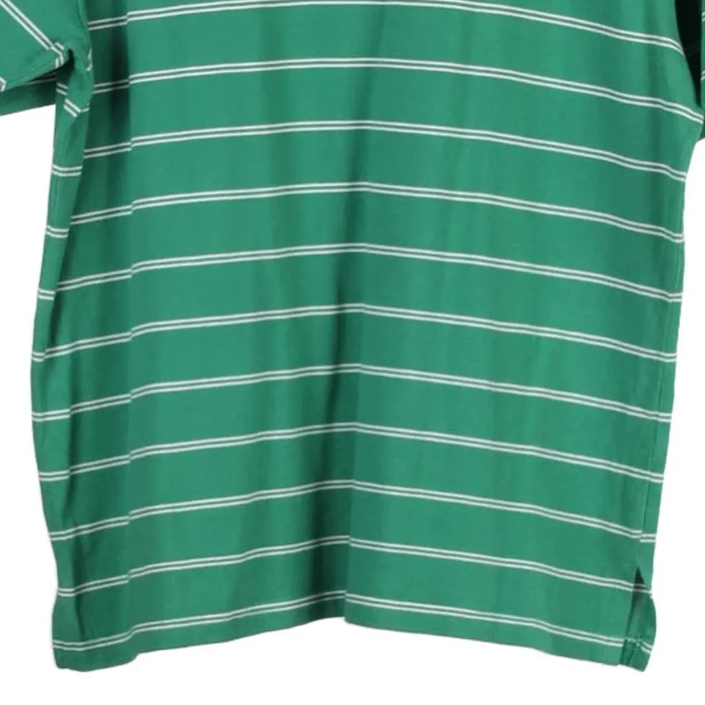 Asics Striped Polo Shirt - Small Green Cotton