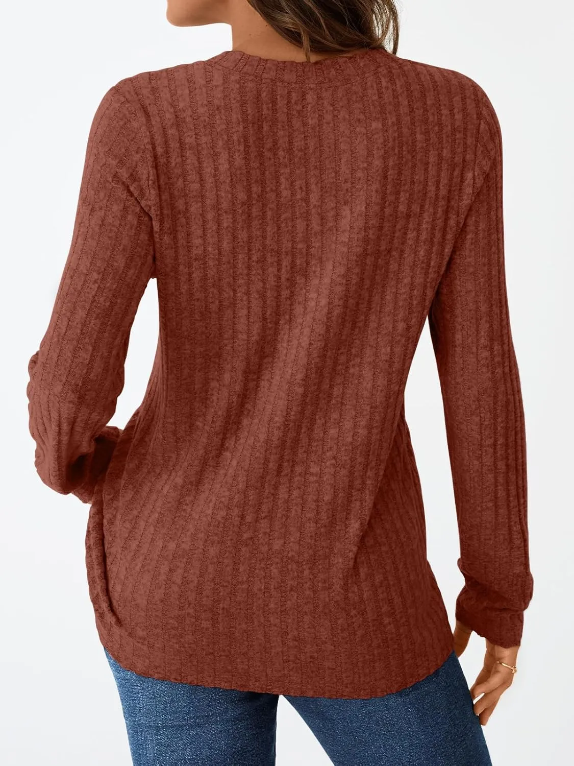 AUTOMET Womens Henley V Neck Long Sleeve Shirt Fall Dreesy Casual Tunic Loose Fit Top Sweater