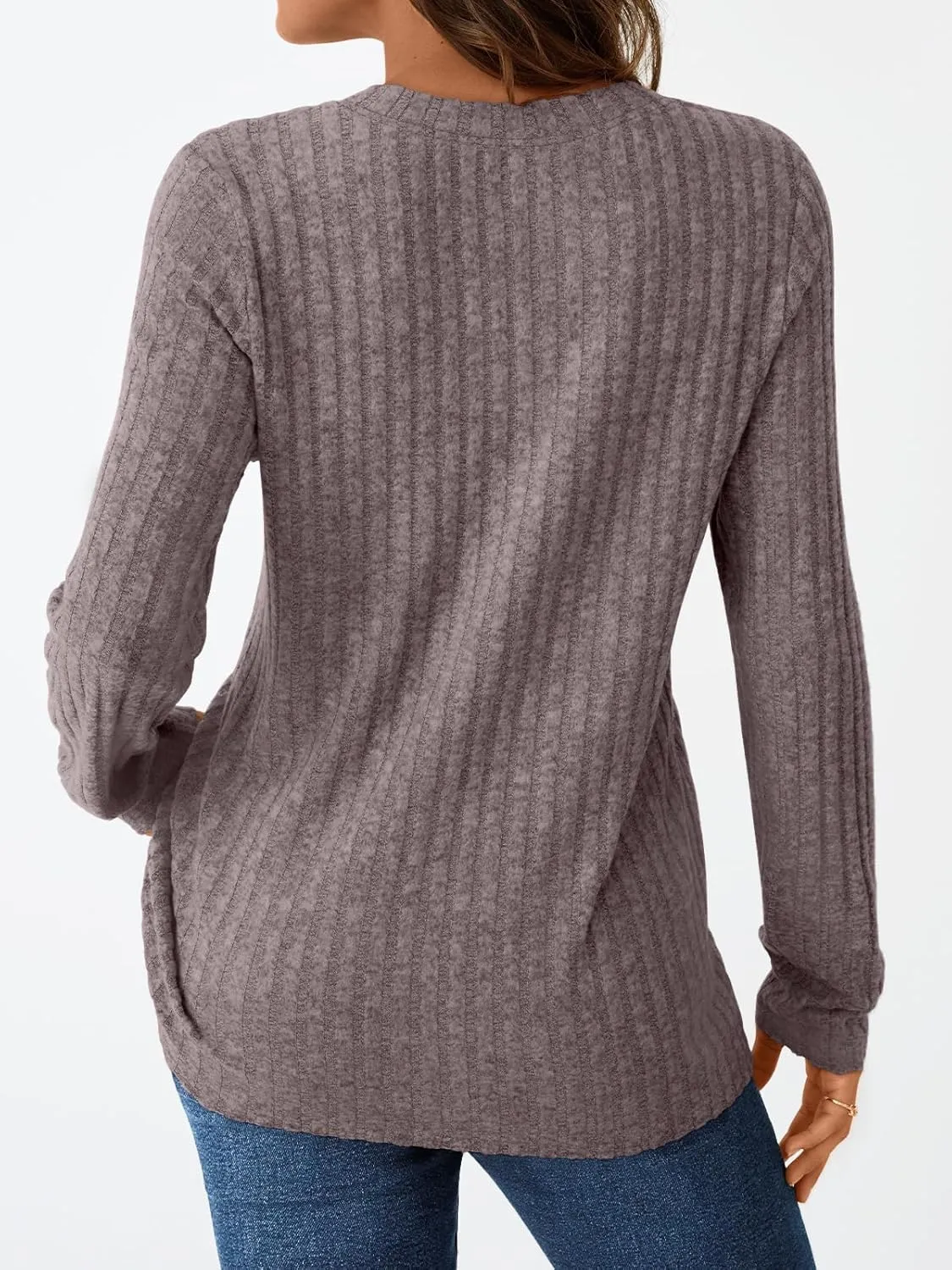 AUTOMET Womens Henley V Neck Long Sleeve Shirt Fall Dreesy Casual Tunic Loose Fit Top Sweater