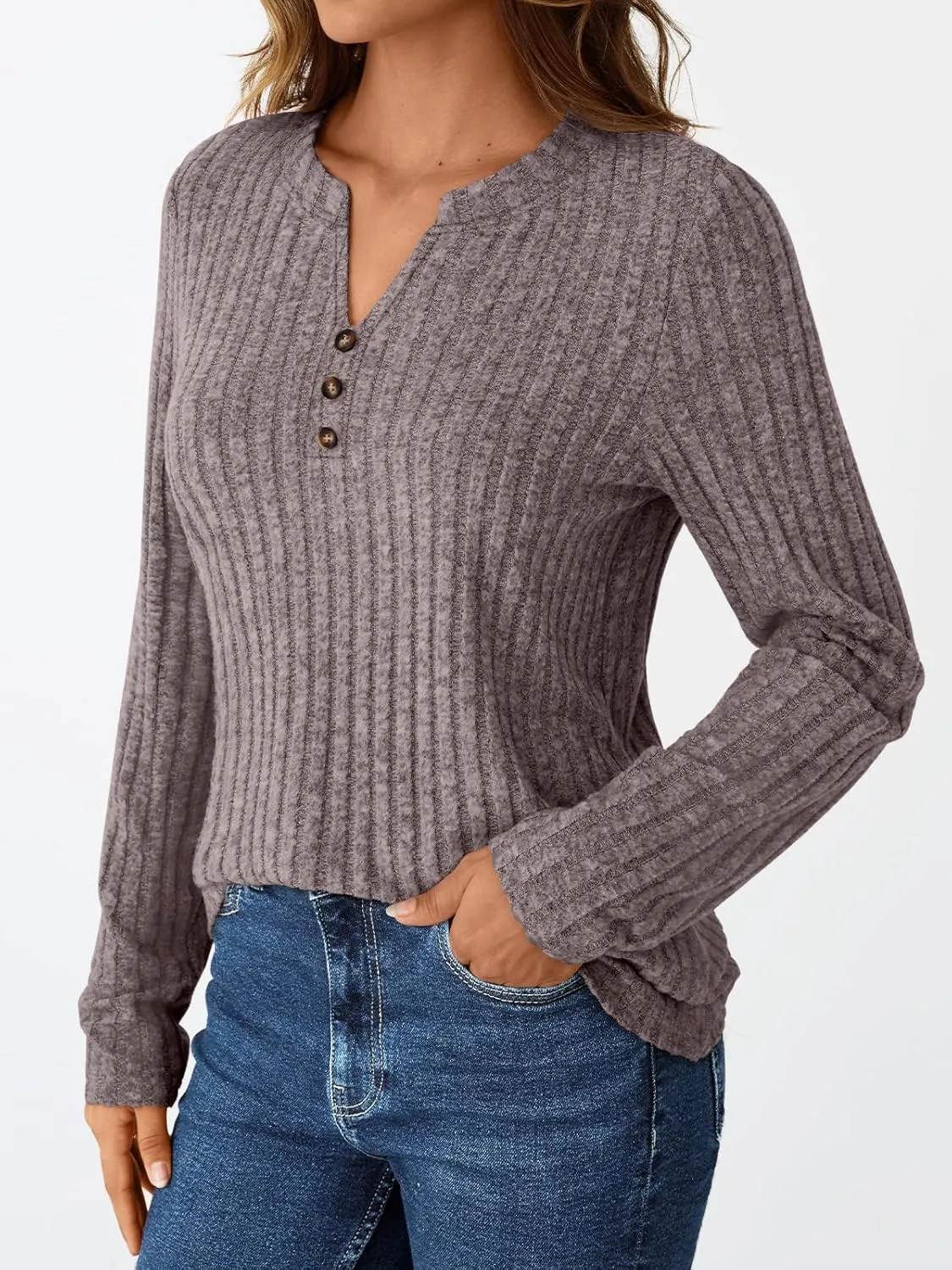 AUTOMET Womens Henley V Neck Long Sleeve Shirt Fall Dreesy Casual Tunic Loose Fit Top Sweater