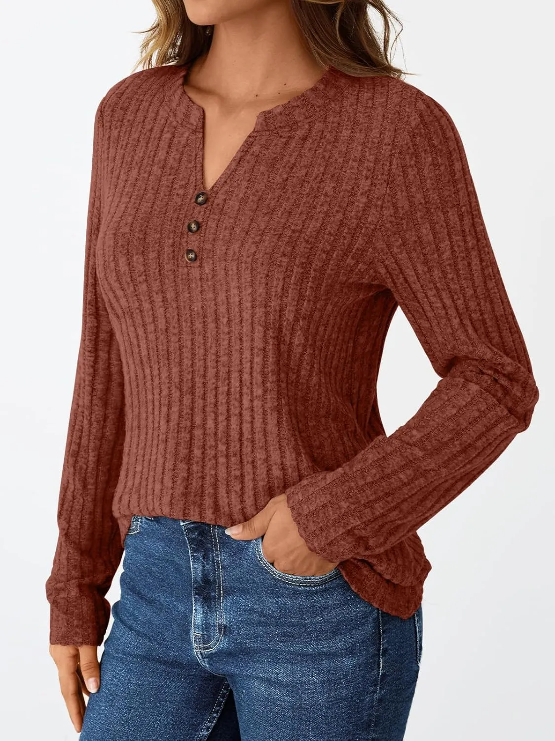 AUTOMET Womens Henley V Neck Long Sleeve Shirt Fall Dreesy Casual Tunic Loose Fit Top Sweater