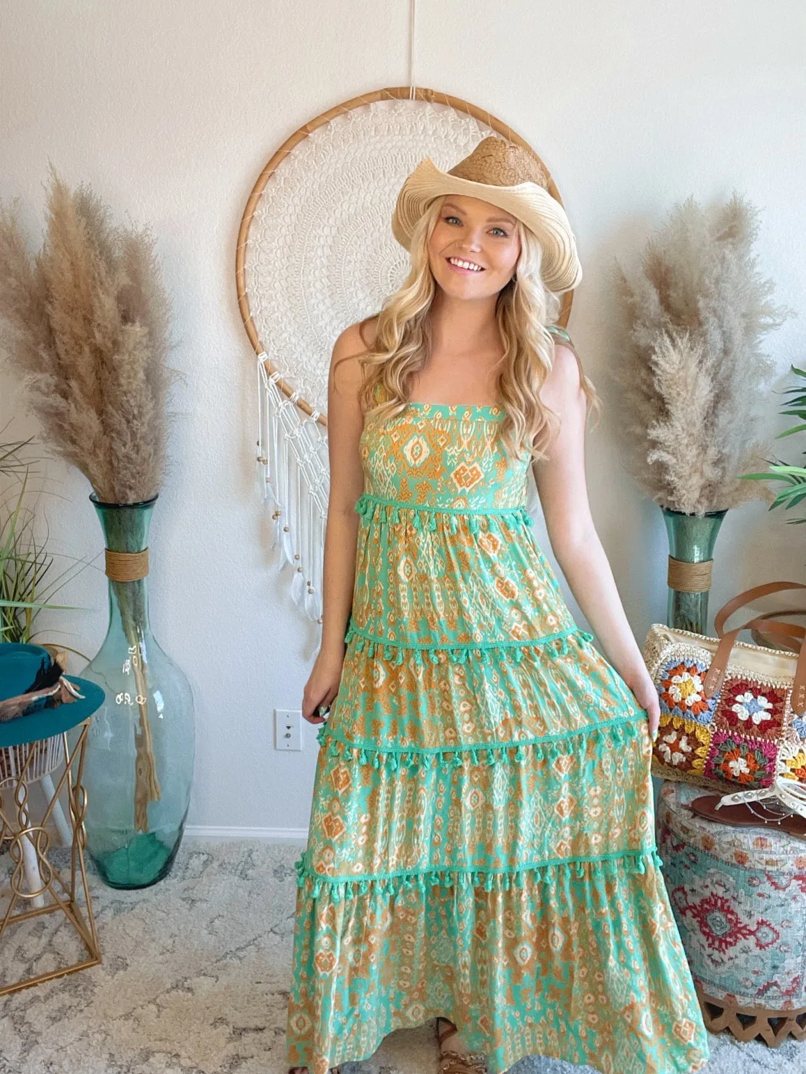 Aztec Dreams Tassel Maxi Dress
