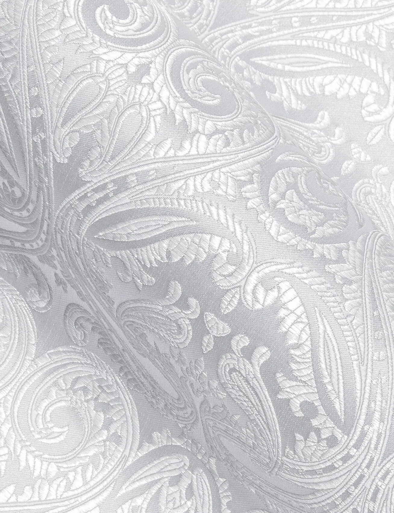 Barry Wang Button Down Shirt White Paisley Men's Silk Long Sleeve Shirt