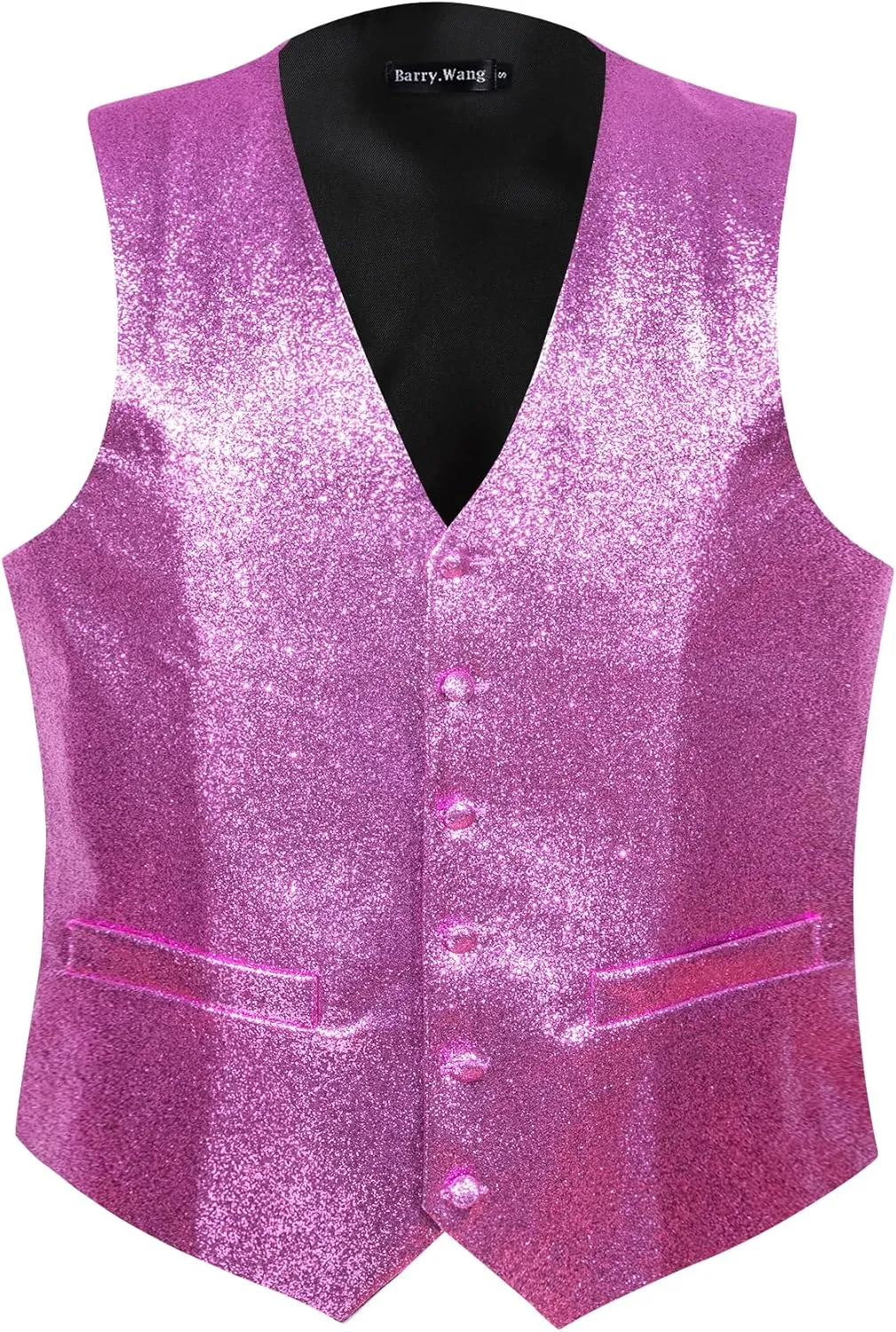 Barry.Wang Mens Shiny Vest V-neck Silm Fit Suit Waistcoat Bowtie Set Party Prom Tuxedo Formal Casual