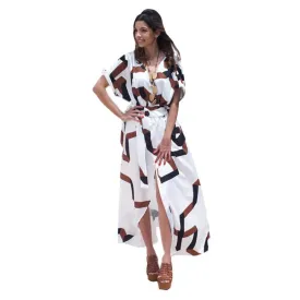 Bohemian Geometry Pattern Long Beach Wrap Maxi Dress
