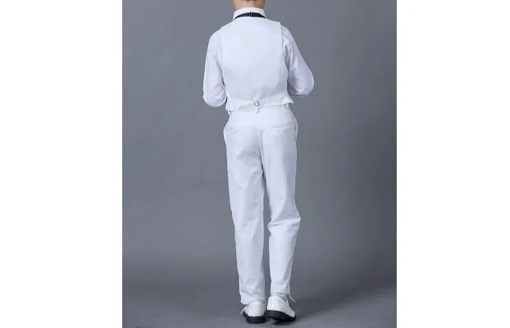 Boys Classic white  wedding Tuxedo ring bearer  print wedding suit