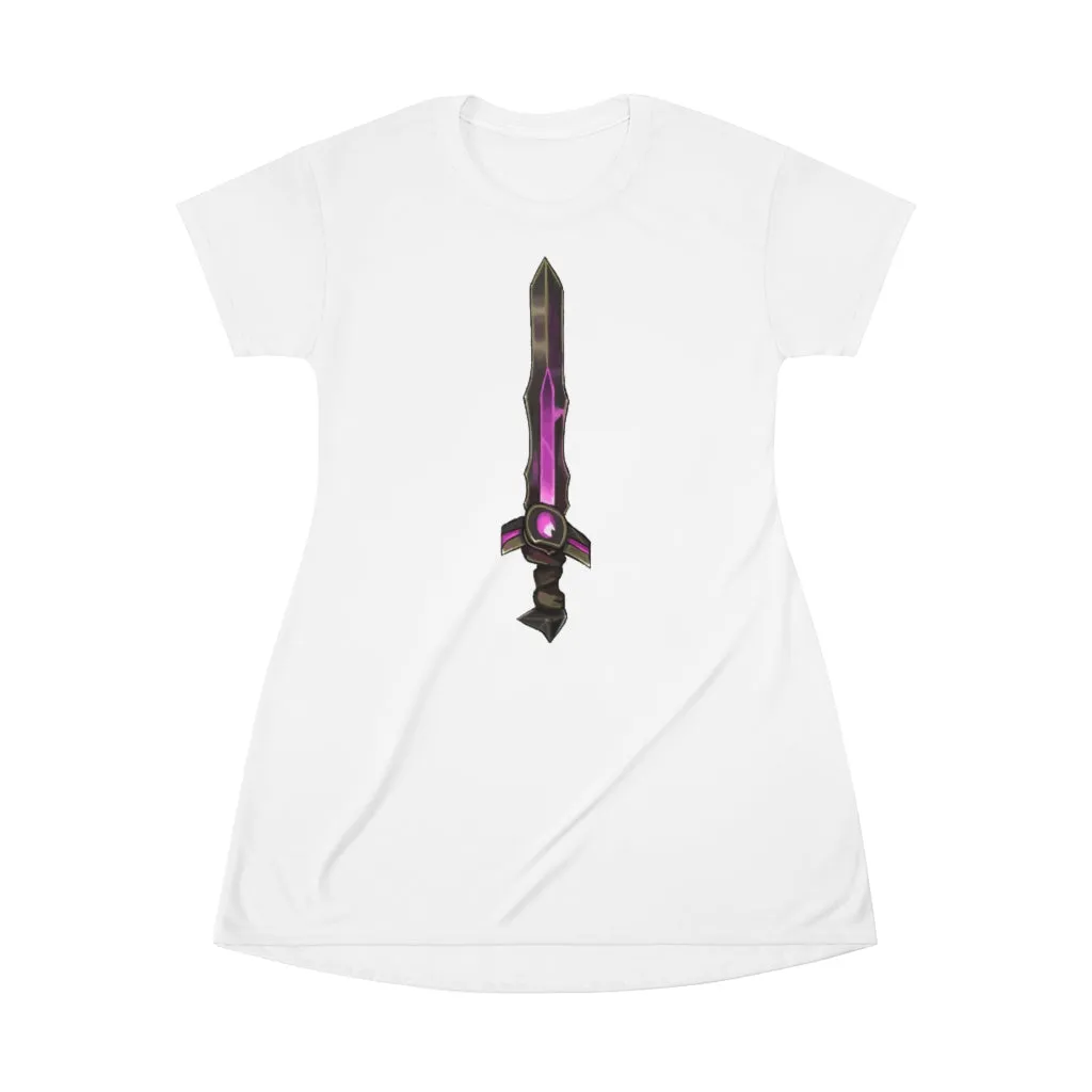 Brown and Purple Sword All Over Print T-Shirt Dress