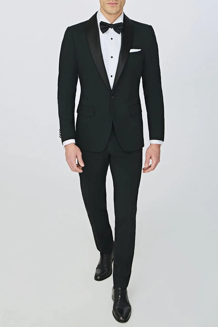Business Casual Black Shawl Lapel Men's Suit (Blazer Pants)