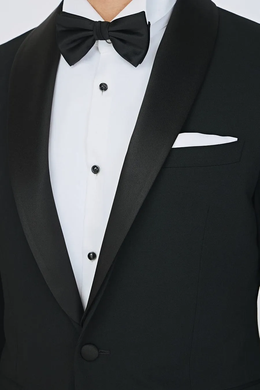 Business Casual Black Shawl Lapel Men's Suit (Blazer Pants)