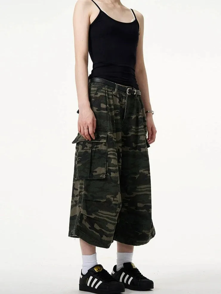 Camo Bermuda Capri Cargo Shorts