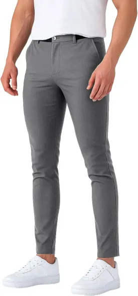 Chinos Pants Men Classic Flat Front Slim Fit Dress Pants Stretch Flex Lightweight Work Pants with Pockets Dress Slack