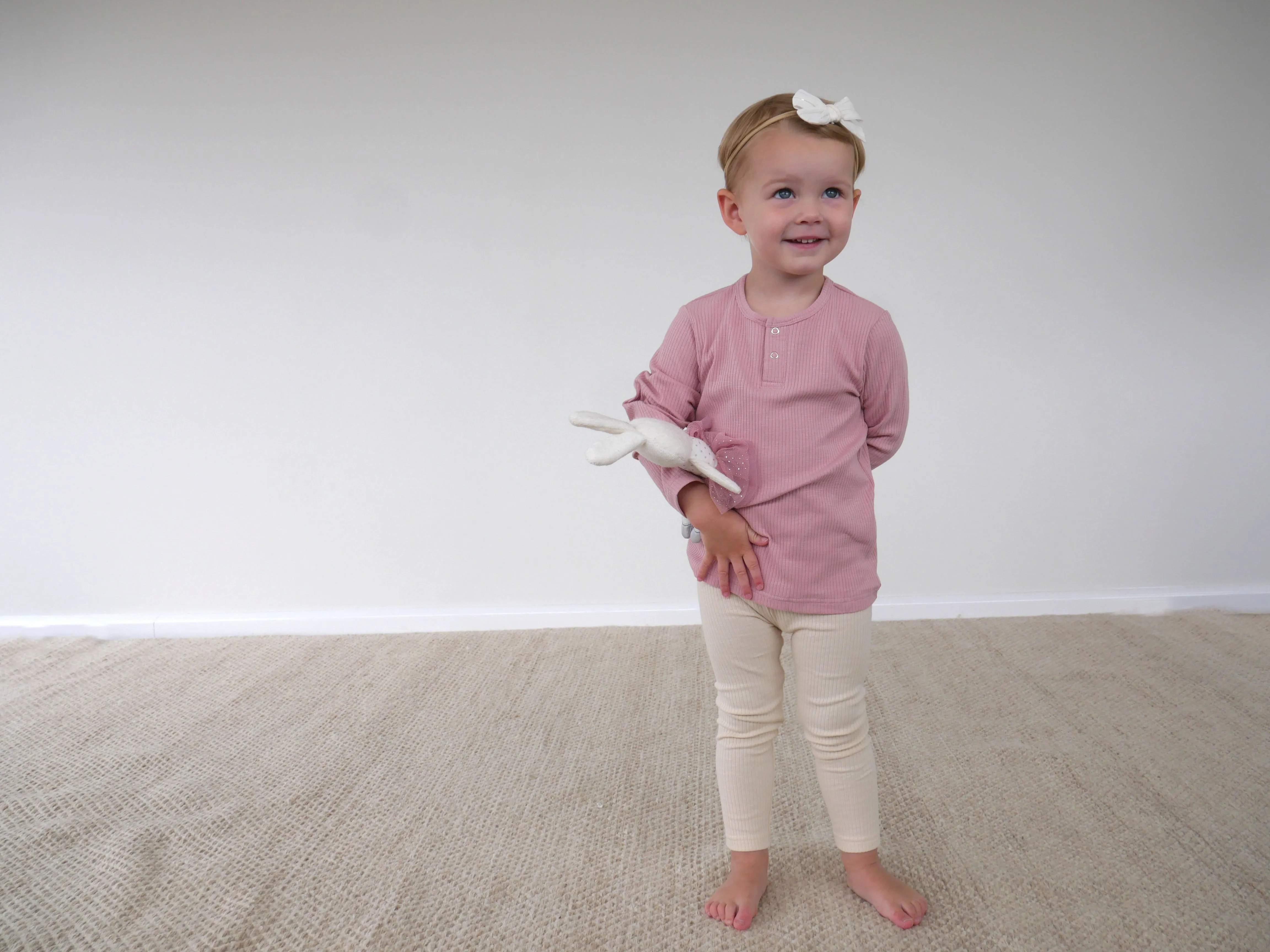 Cotton Rib Henley T Shirt - Carnation