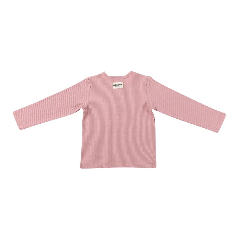 Cotton Rib Henley T Shirt - Carnation