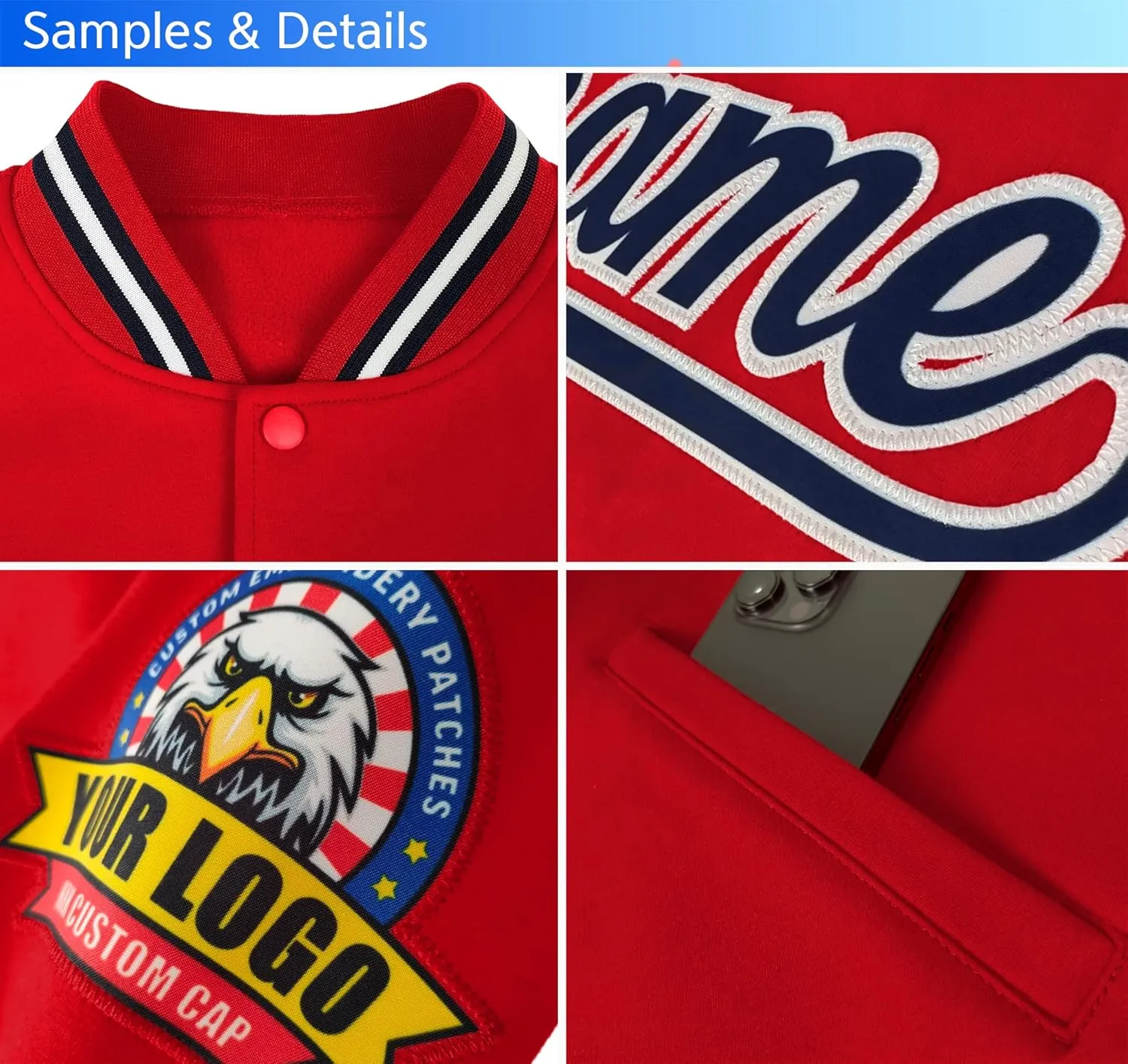 Custom Mens Lightweight Bomber Jacket Windbreaker Varsity Jacket Personalized Stitched Team Name Number