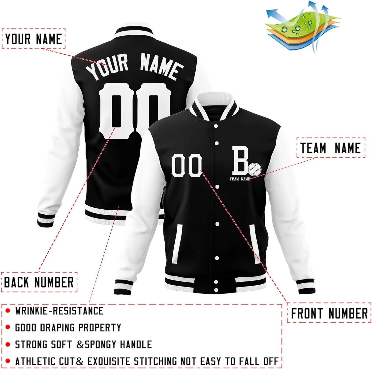 Custom Mens Lightweight Bomber Jacket Windbreaker Varsity Jacket Personalized Stitched Team Name Number