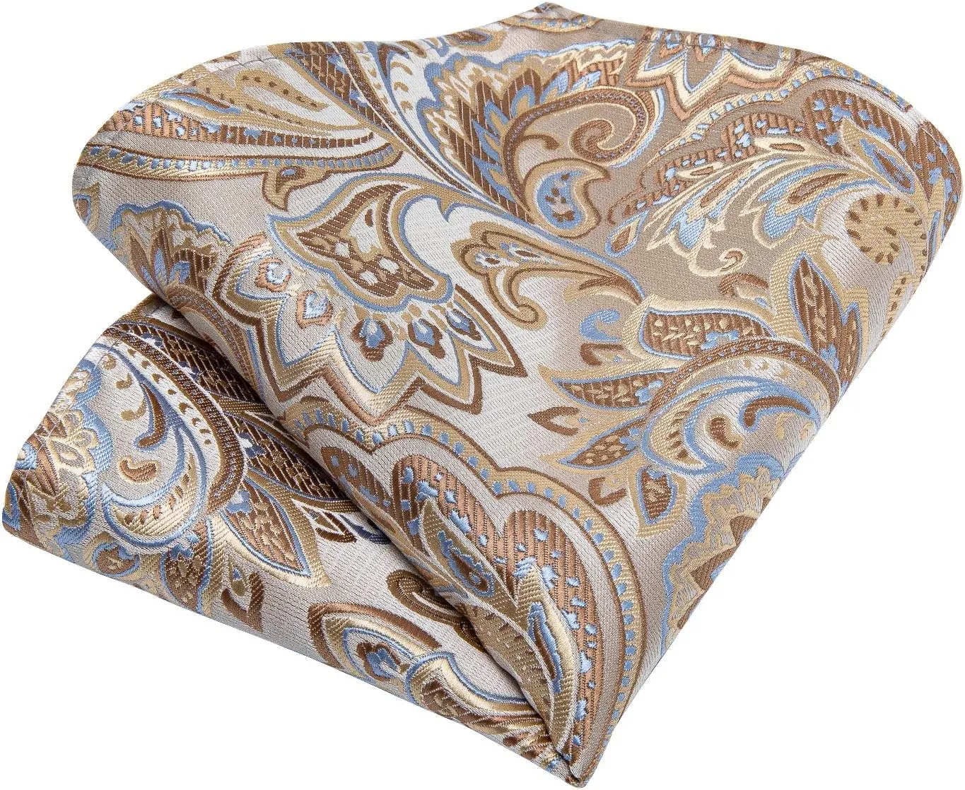 DiBanGu Mens Tie Set Silk Solid Paisley Necktie and Pocket Square Cufflinks Classic Formal Ties for Men Wedding Party
