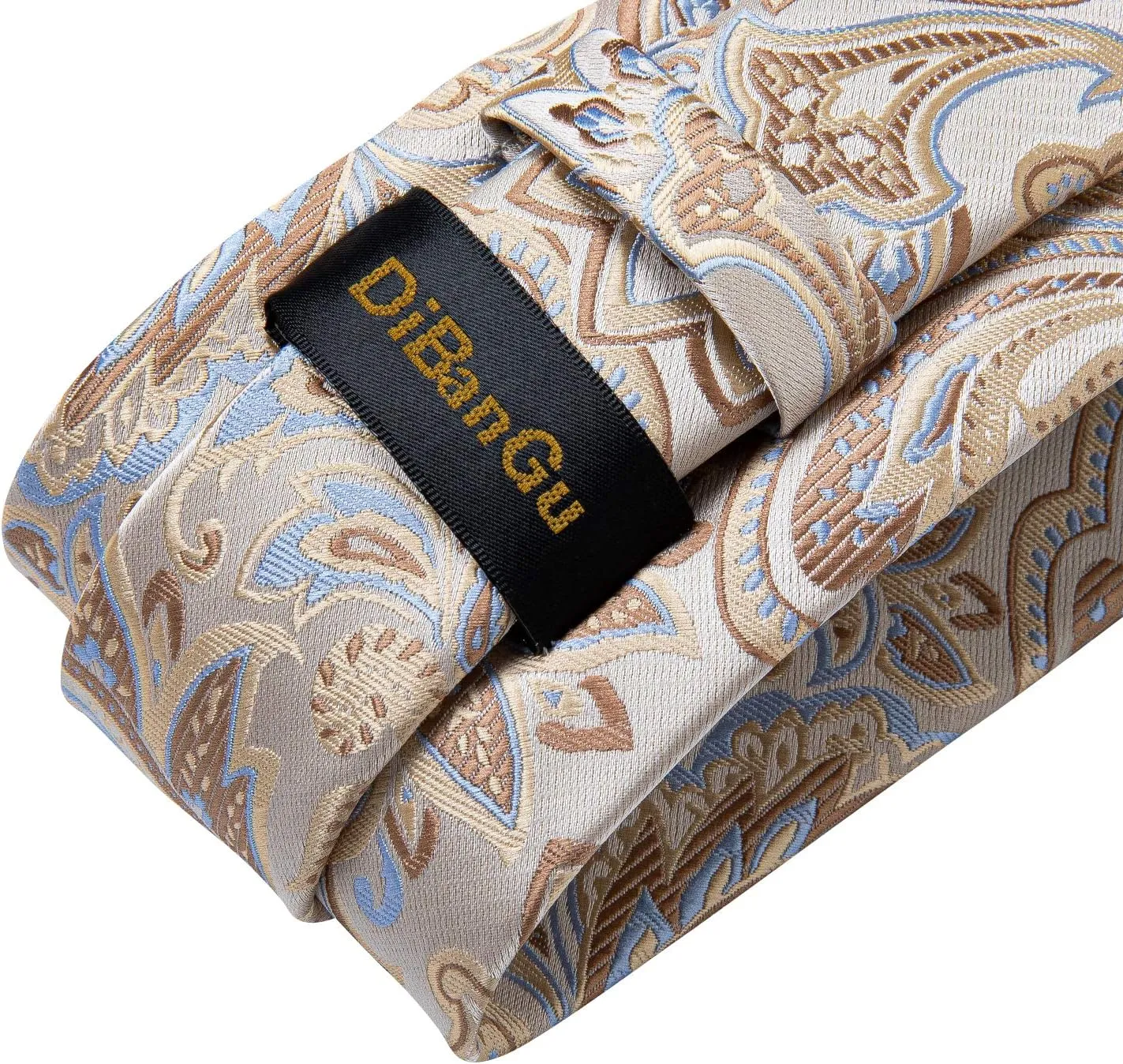 DiBanGu Mens Tie Set Silk Solid Paisley Necktie and Pocket Square Cufflinks Classic Formal Ties for Men Wedding Party