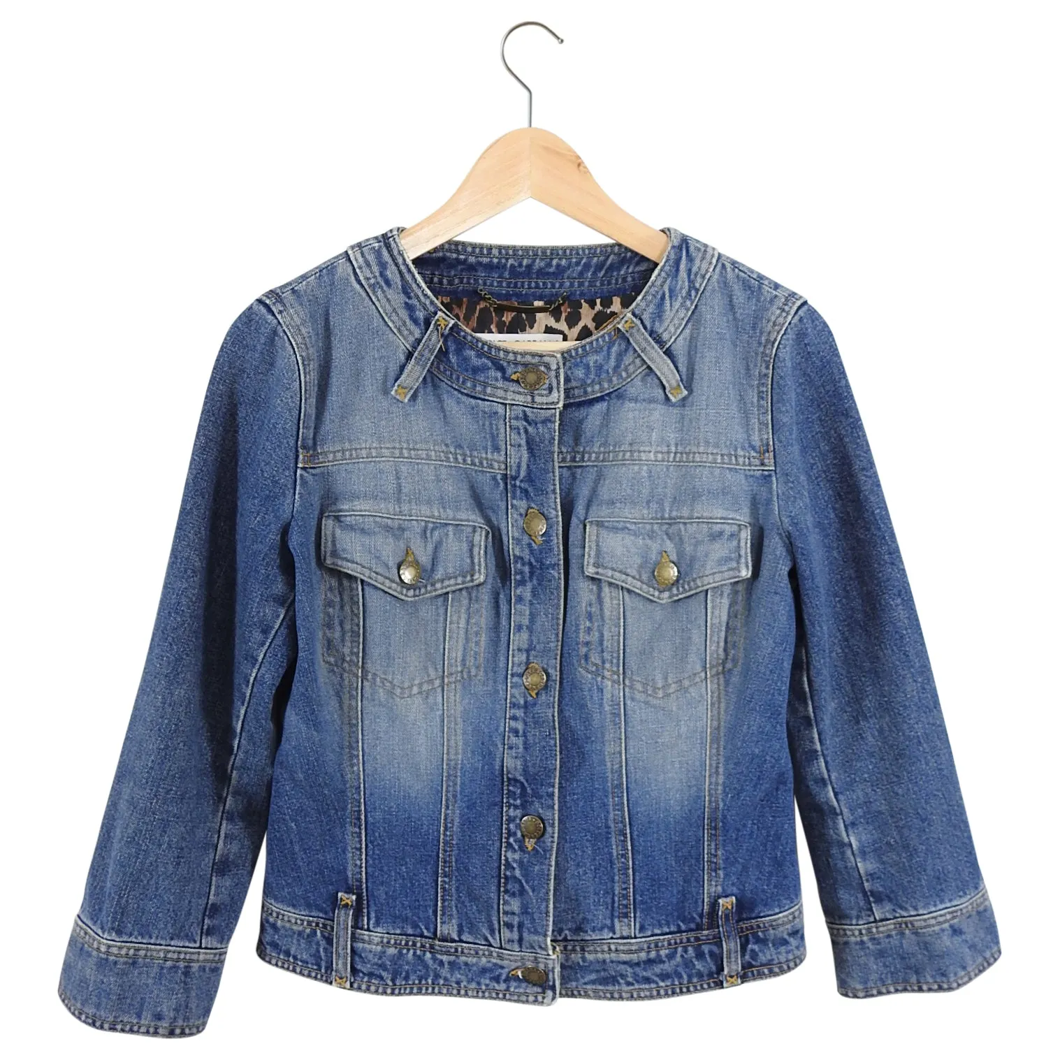 Dolce & Gabbana Denim Jacket with Leopard Pattern Lining - IT42 / 6