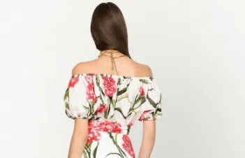 DOLCE & GABBANA - floral-print off-shoulder blouse