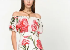 DOLCE & GABBANA - floral-print off-shoulder blouse