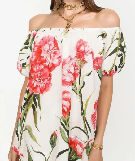 DOLCE & GABBANA - floral-print off-shoulder blouse
