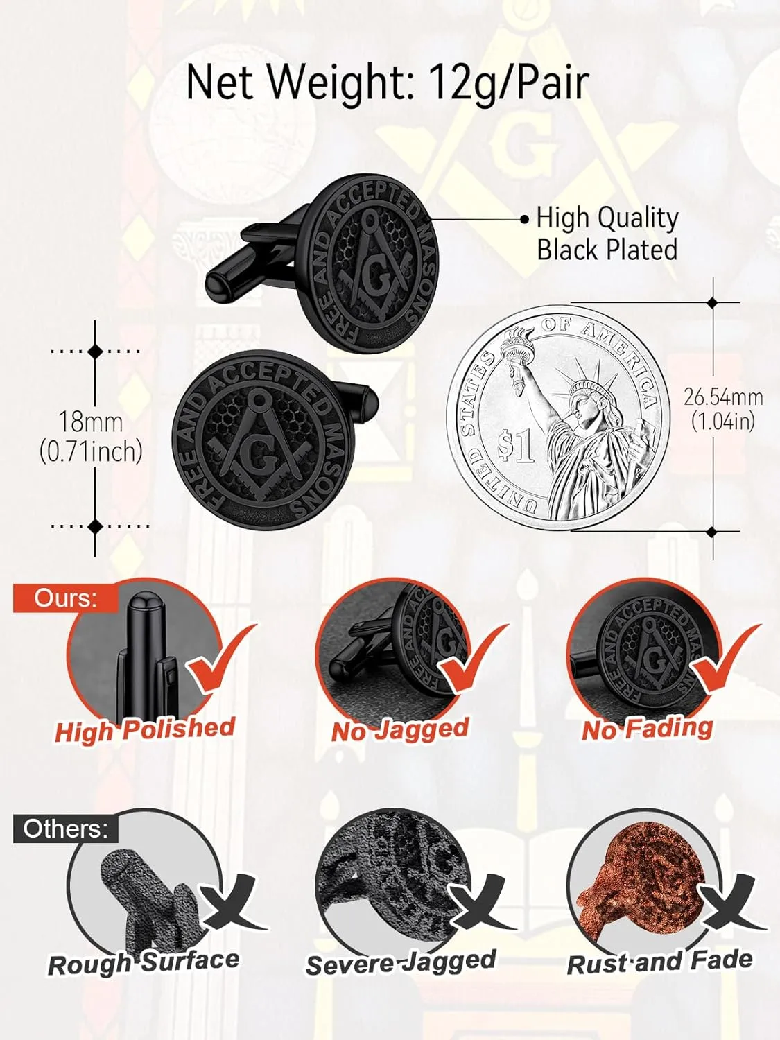 FaithHeart Mens Cufflinks, Norse Viking Tuxedo Shirt Cuff Links, Stainless Steel Cuff Links and Shirt Studs, Gift Box