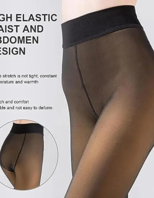 Fleece Lined High Waisted Translucent Thermal Leggings