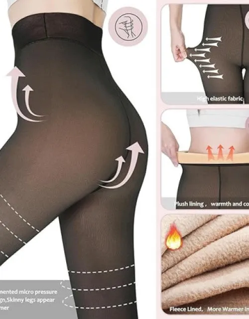 Fleece Lined High Waisted Translucent Thermal Leggings