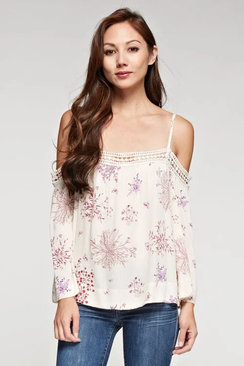 Floral Printed Cold Shoulder Top