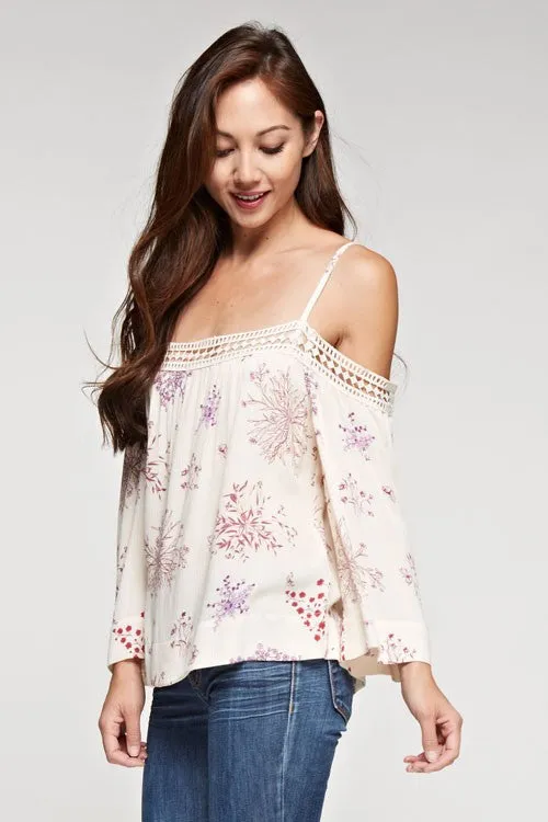 Floral Printed Cold Shoulder Top