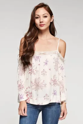 Floral Printed Cold Shoulder Top