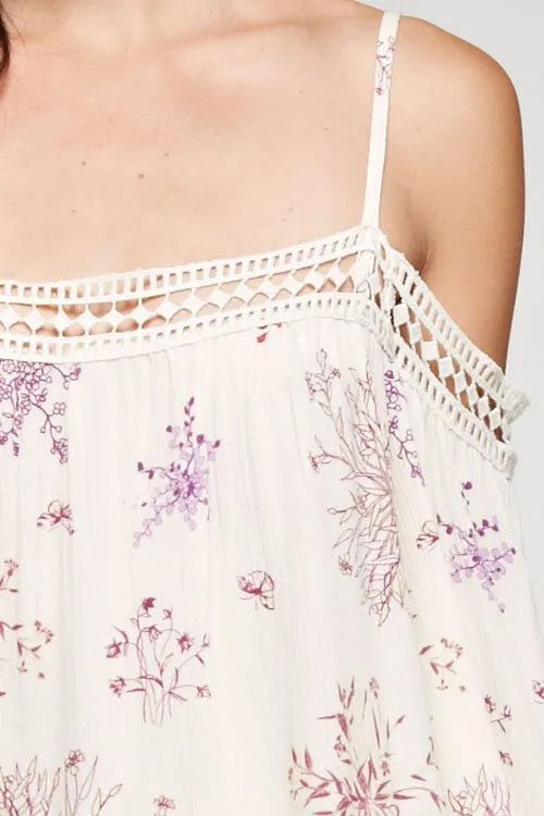Floral Printed Cold Shoulder Top