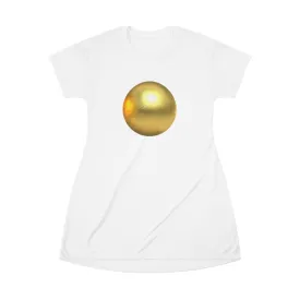 Gold Material All Over Print T-Shirt Dress