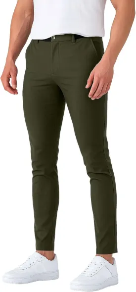 Golf Pants Men Stretch Relaxed Fit Elastic Waist Dress Pants Mencomfy Business Casual Chino Work Pants with Pockets