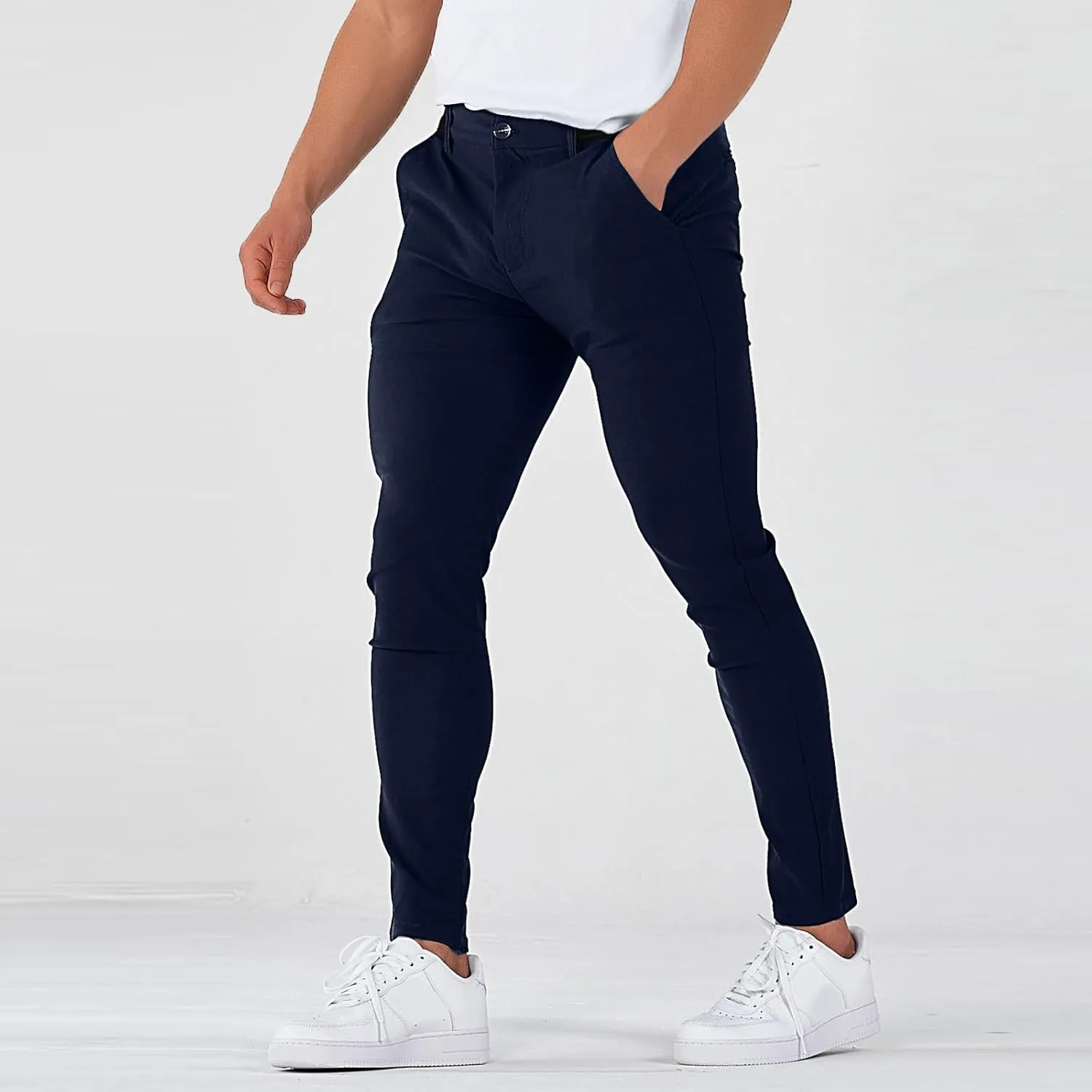Golf Pants Men Stretch Relaxed Fit Elastic Waist Dress Pants Mencomfy Business Casual Chino Work Pants with Pockets