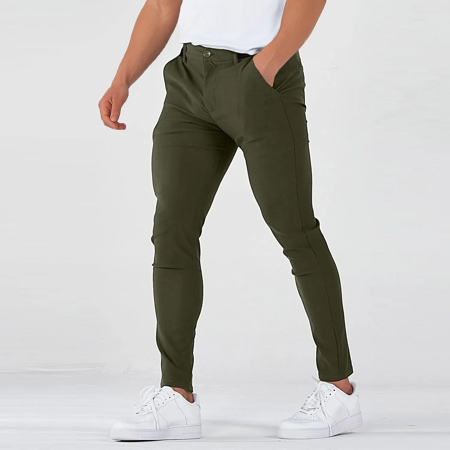 Golf Pants Men Stretch Relaxed Fit Elastic Waist Dress Pants Mencomfy Business Casual Chino Work Pants with Pockets