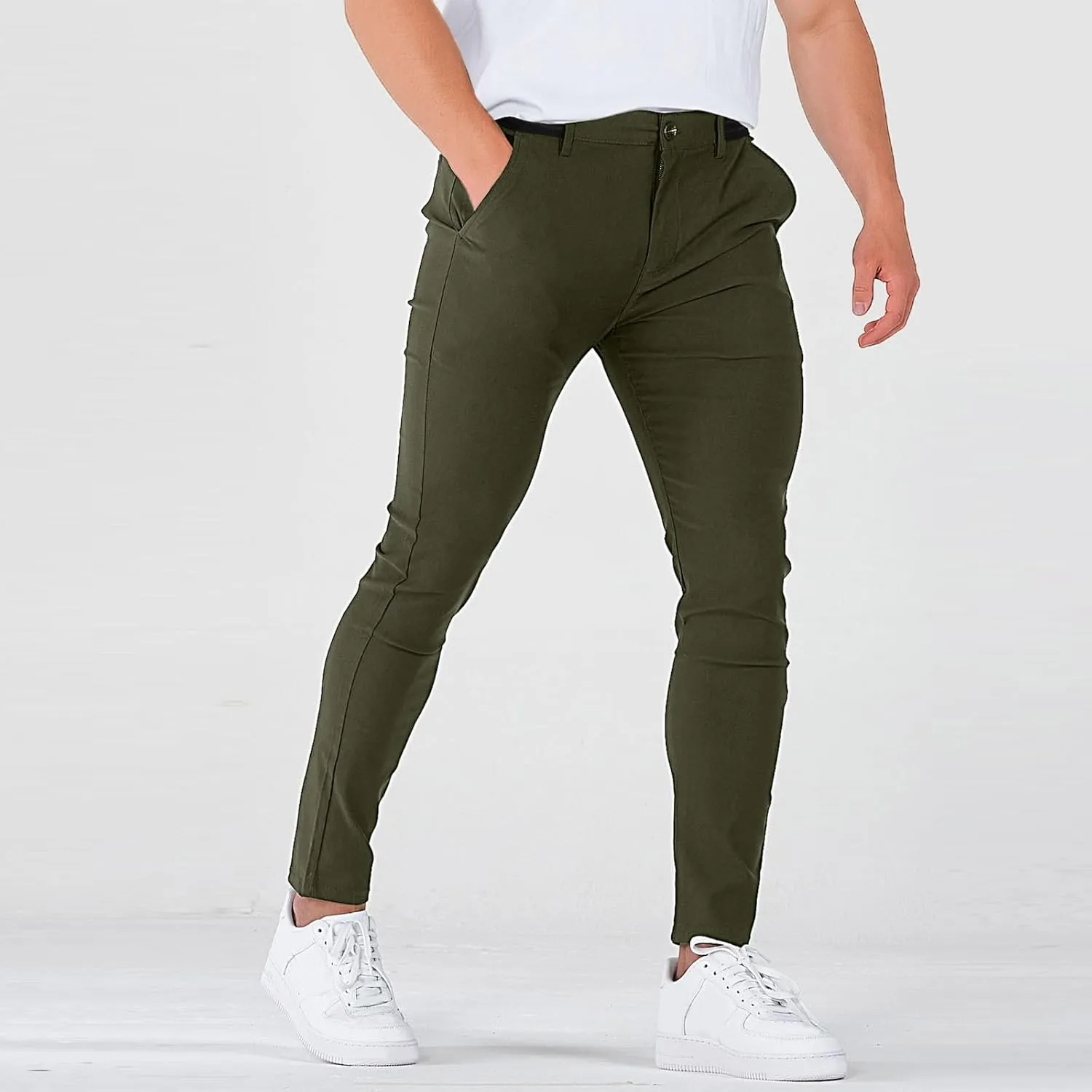 Golf Pants Men Stretch Relaxed Fit Elastic Waist Dress Pants Mencomfy Business Casual Chino Work Pants with Pockets