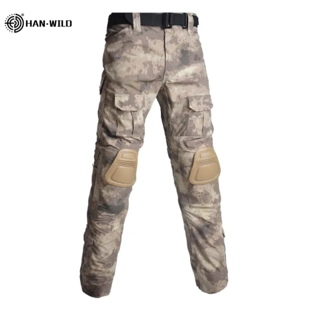 HAN WILD Military Uniform Tactical Combat Shirt Camouflage Hunting Pants Knee Pads