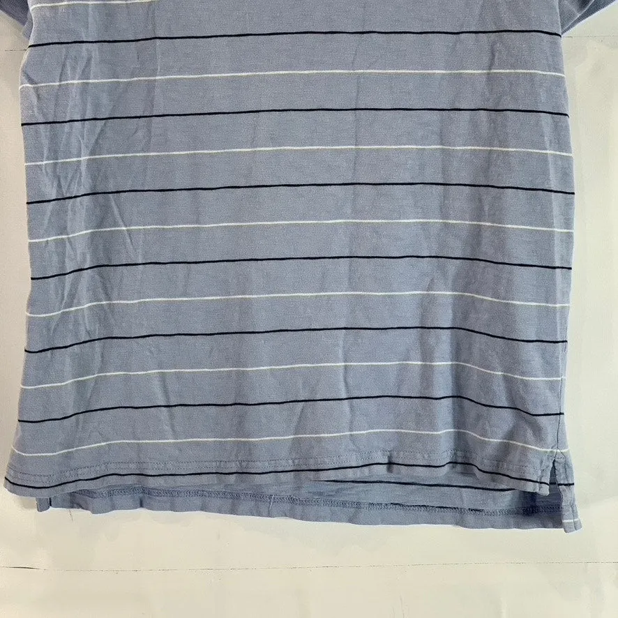 J. CREW Men's Blue Striped Cotton Slub Short Sleeve Polo Shirt SZ M