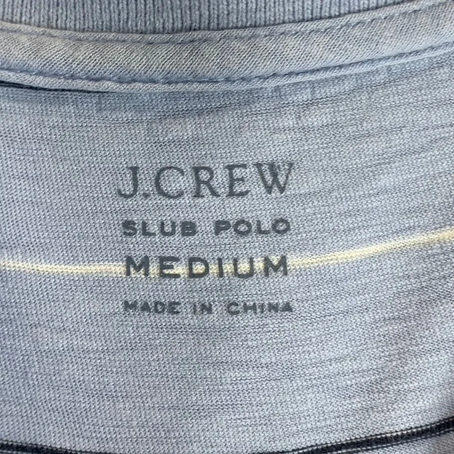 J. CREW Men's Blue Striped Cotton Slub Short Sleeve Polo Shirt SZ M